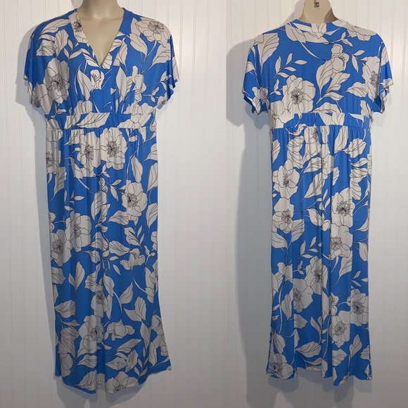 London Times Dresses & Skirts - London times maxi dress double side slits v neck floral spring summer plus size